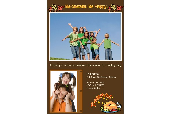 家族 photo templates 感謝祭の招待状